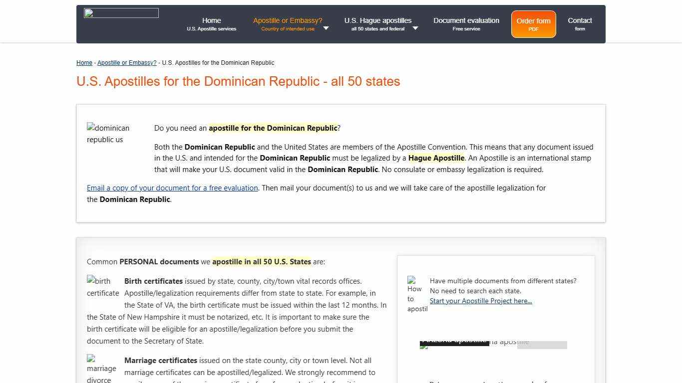 US Hague apostilles for the Dominican Republic - all 50 states - U.S. Apostille Services