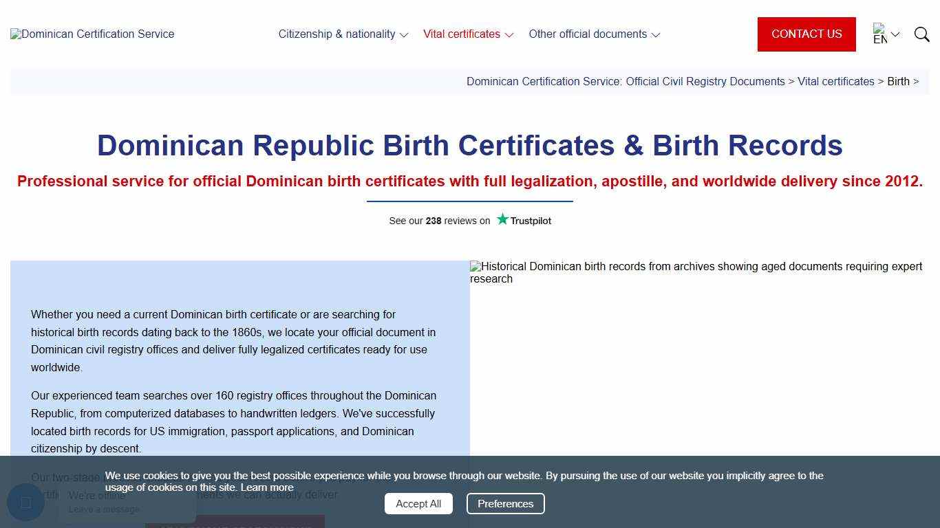 Dominican Republic Birth Certificates & Records Official Service
